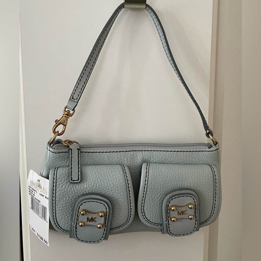 MICHAEL KORS (New with Tag) Light Blue Genuine Pebbled Leather Mini Handbag.